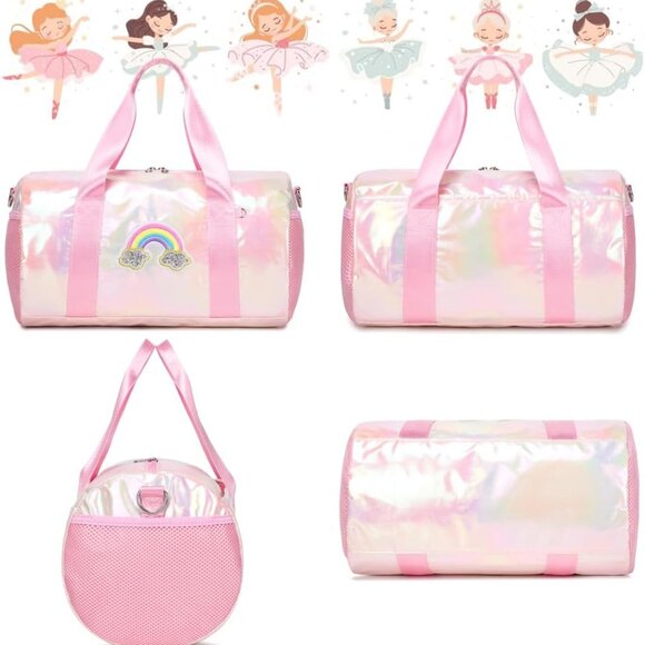 Girls Pink Metallic Dance, Gym, Duffle Bag - Picture 3 of 7